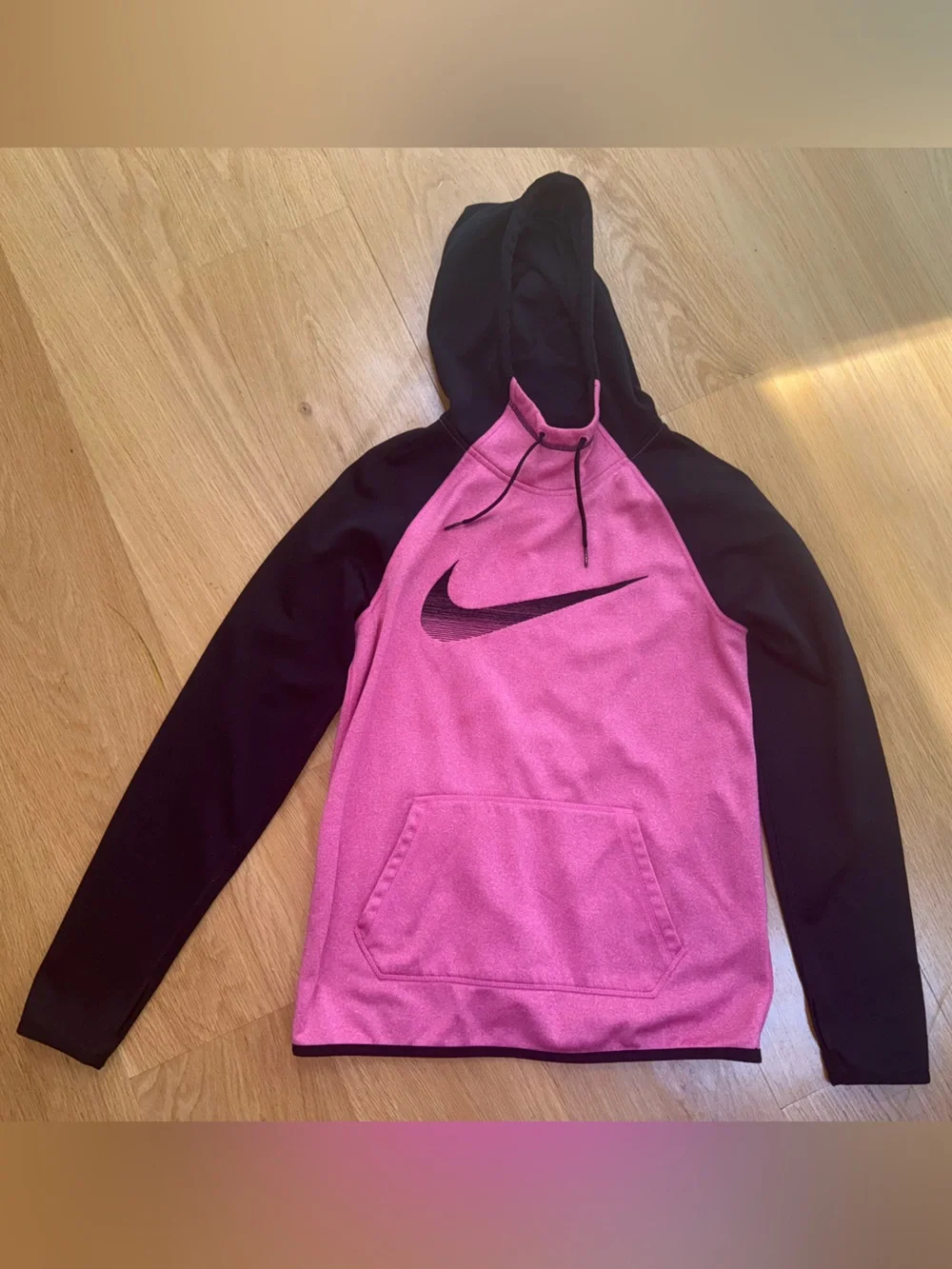 Nike Pink and Black Pullover Hoodie